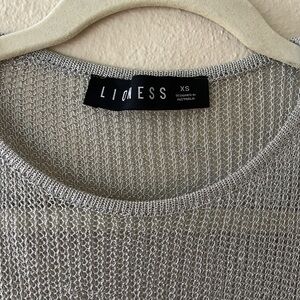 Lioness Metallic Silver Mesh Top